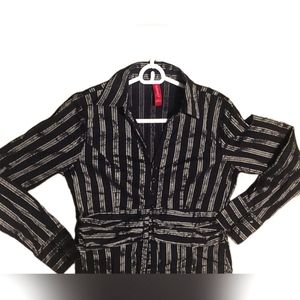 Vintage Gitano Fitted Button Down Black / Silver 90s Top Women's XS